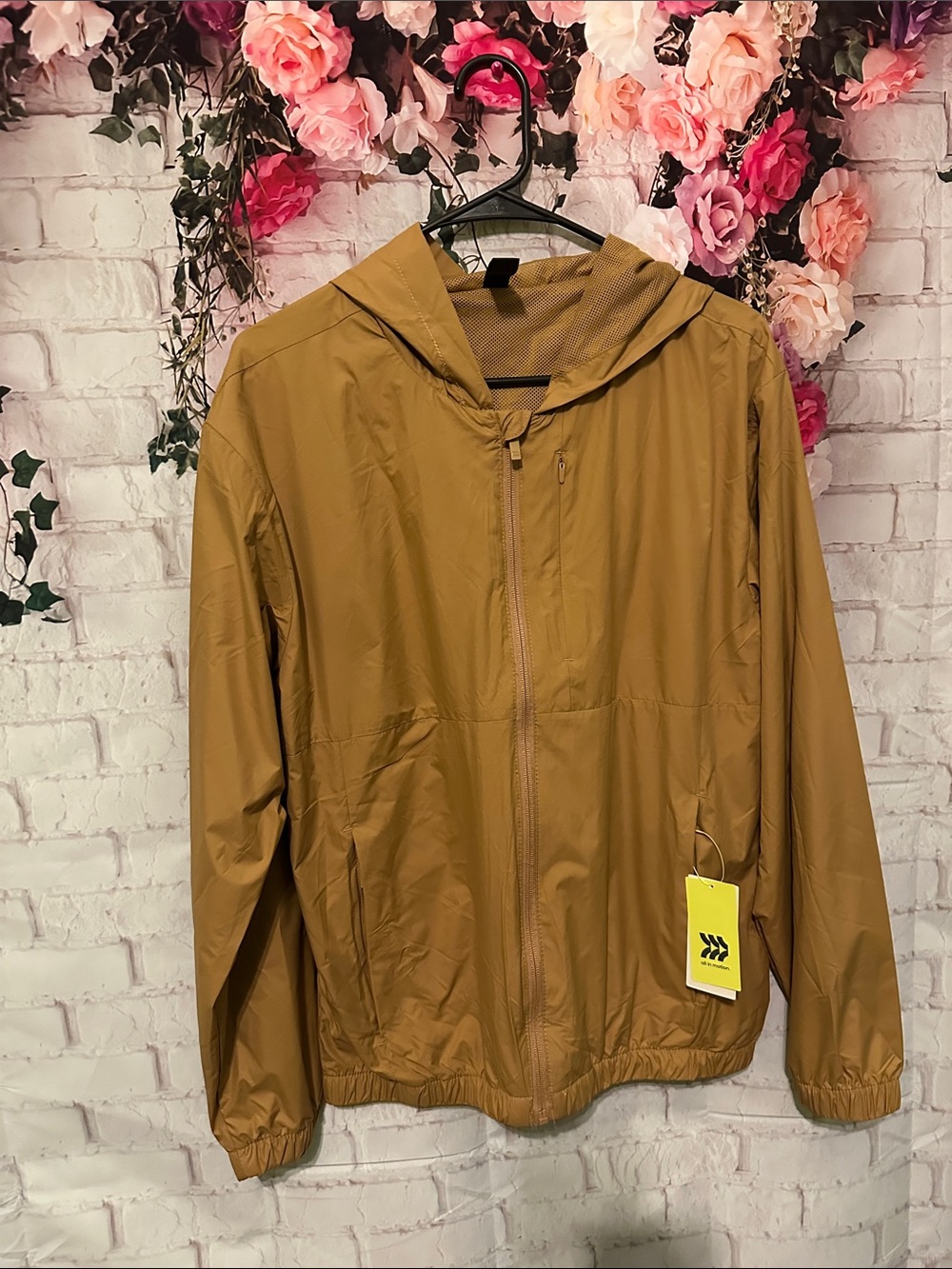 all in motion Men's Hooded Windbreaker Jacket - Brown